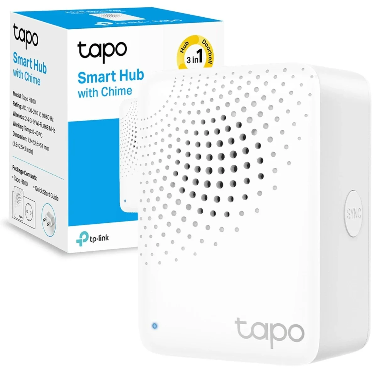 TP-LINK Tapo H100 Smart Hub with Built-In Chime, 2.4GHz Wi-Fi