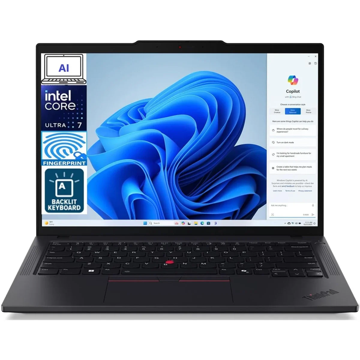 Lenovo ThinkPad T14 Gen 5 14-Inch Laptop Intel Core Ultra 7 165U 16GB RAM 512GB SSD - Image 1