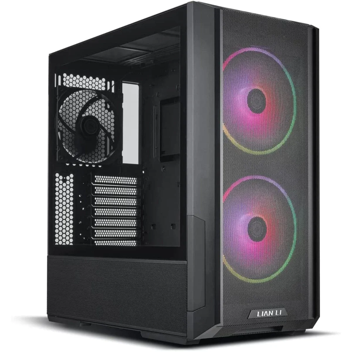 هيكل كمبيوتر LIAN LI LANCOOL 216RX ميد تاور أسود بشبكة ARGB و3 مراوح PWM
