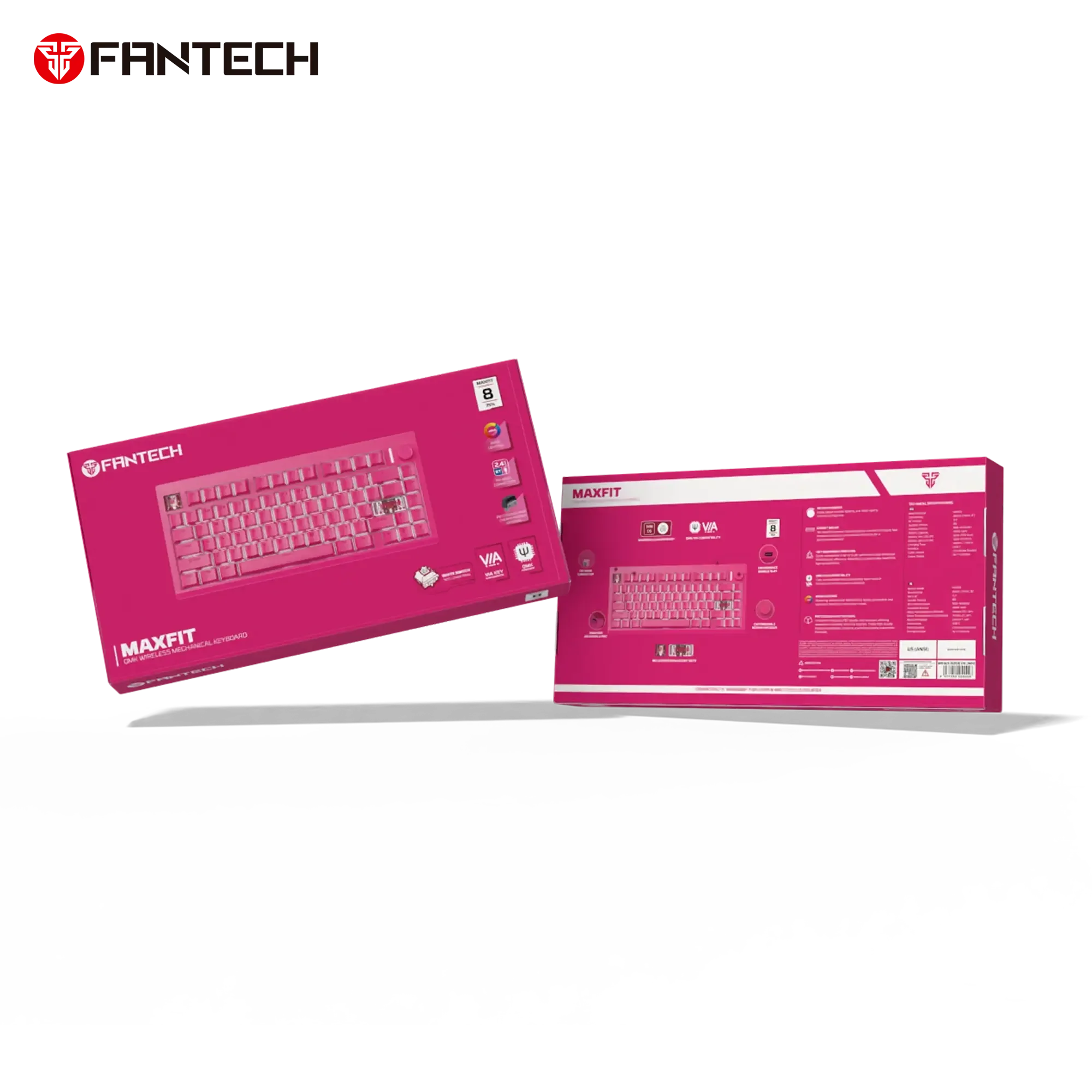 كيبورد ألعاب ميكانيكل Fantech MK921 MAXFIT8 QMK لاسلكي وردي باتصال ثلاثي الأوضاع - Thumbnail 4