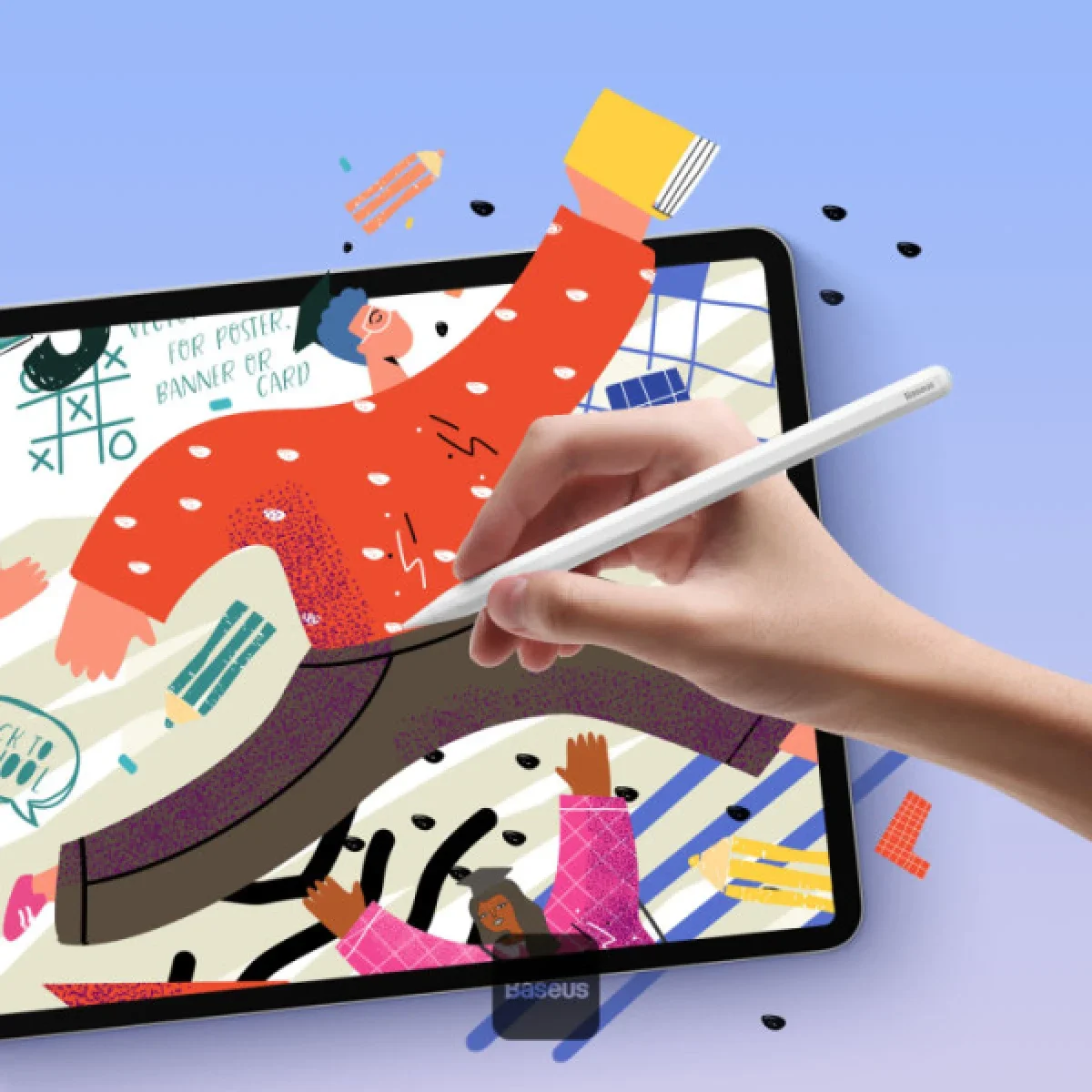 قلم لمس نشط Baseus Smooth Writing 2 Series Stylus Lite بمؤشرات LED، أبيض - Thumbnail 8