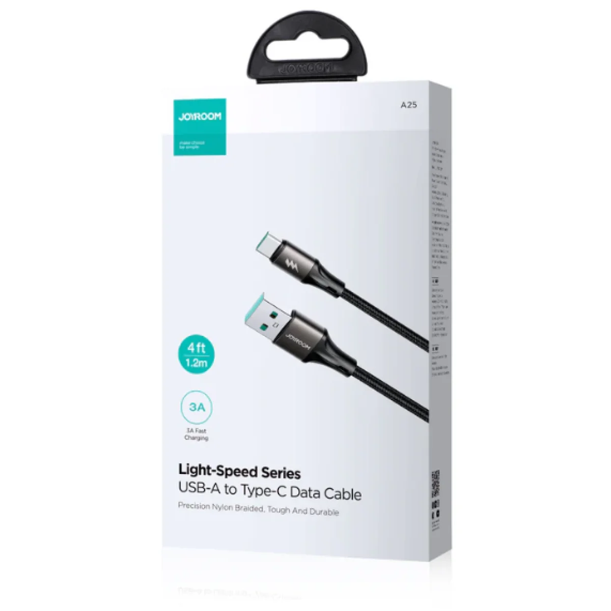 كابل شحن ونقل بيانات JOYROOM SA25-AC3 USB-A إلى USB-C سريع 3A بطول 1.2 متر أبيض - Image 3