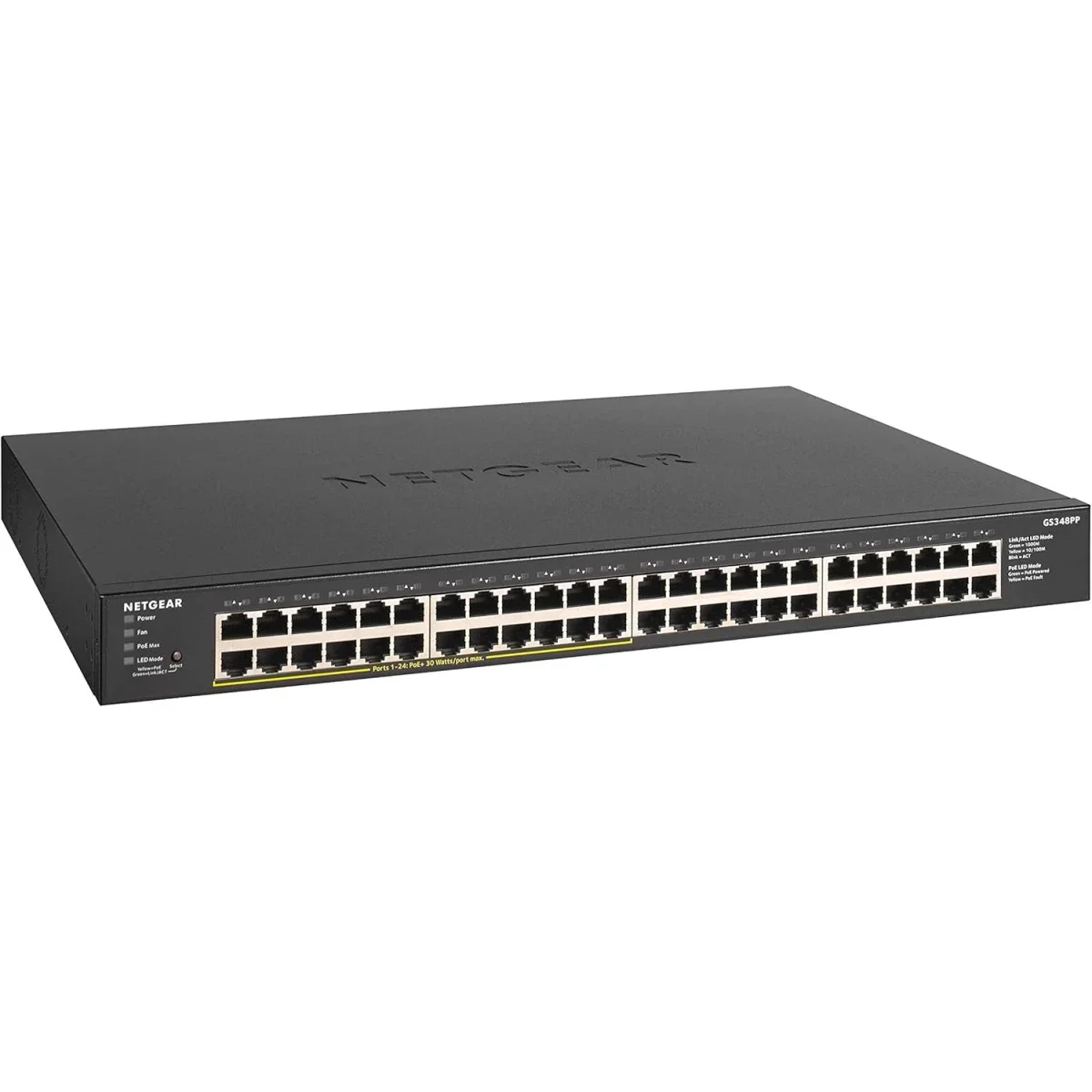 سويتش NETGEAR GS348PP غير مُدار جيجابت PoE+ بـ 48 منفذ وقدرة 380 واط