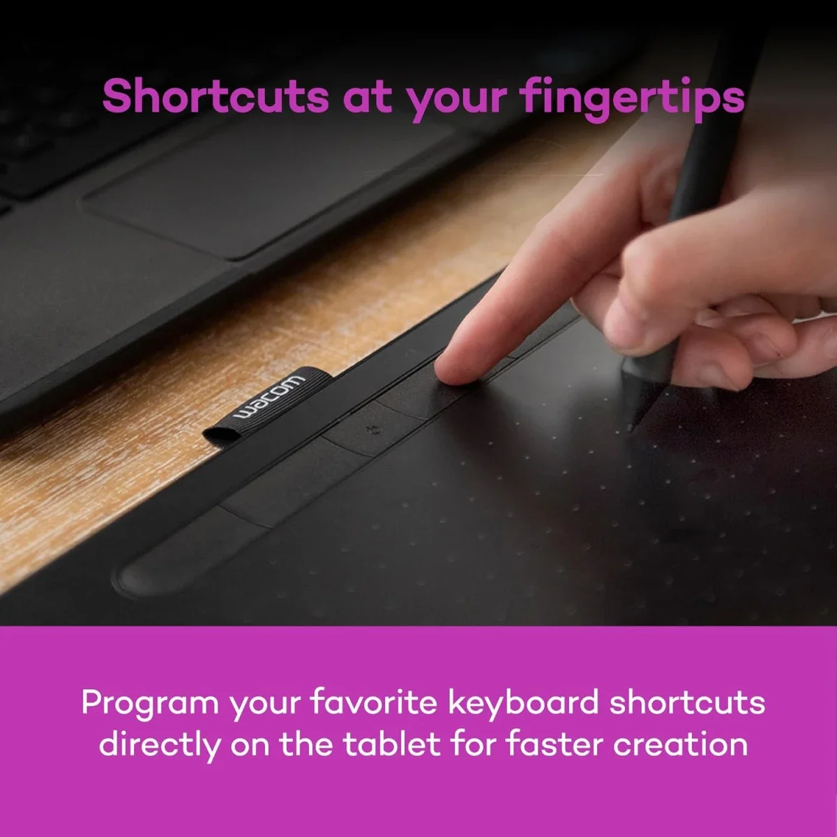 لوح رسم Wacom Intuos صغير بتقنية Bluetooth مع 4 مفاتيح ExpressKeys - أسود - Thumbnail 8