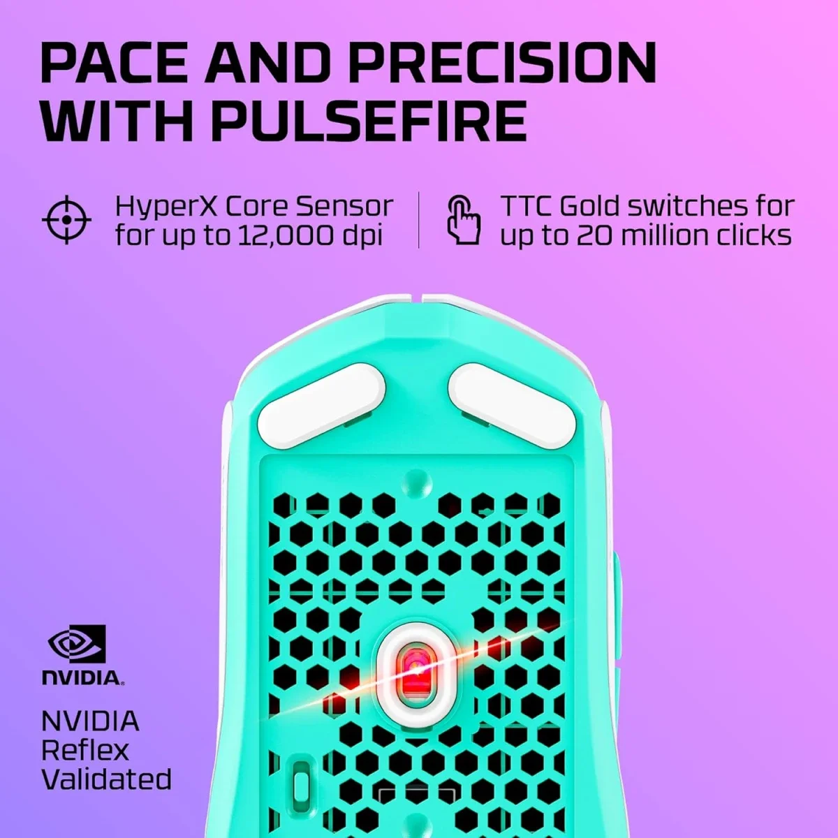 ماوس ألعاب HyperX Pulsefire Haste 2 Core Wireless Bluetooth لاسلكي خفيف 59G - أبيض - Thumbnail 4