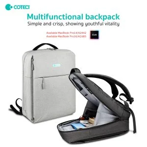 حقيبة ظهر لابتوب Coteci 14-16 إنش خفيفة ومقاومة للماء Space Gray - Thumbnail 7
