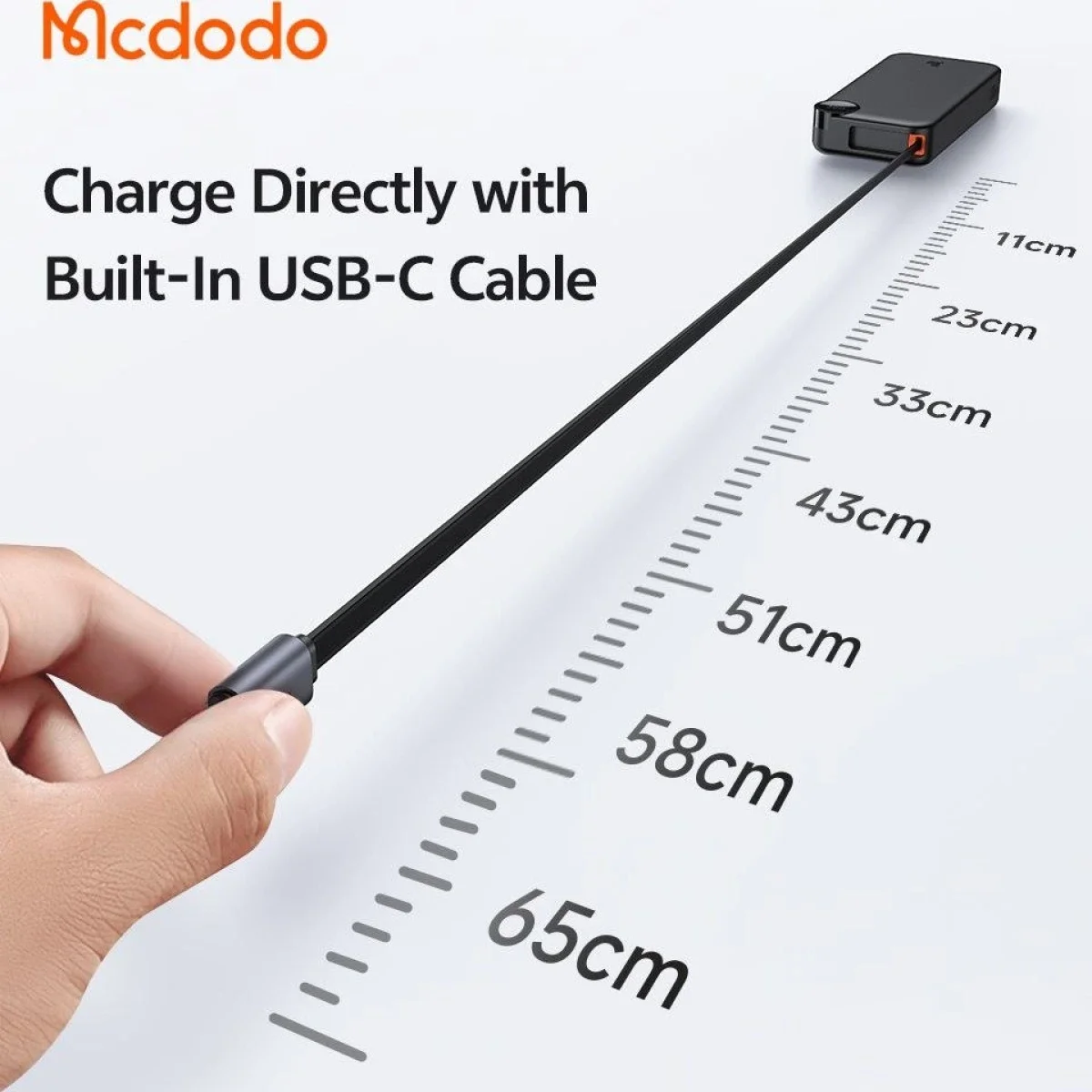 باور بانك Mcdodo MC-3870 بسعة 10000mAh وقدرة 30W مع كابل قابل للسحب وشاشة رقمية - أسود - Thumbnail 6