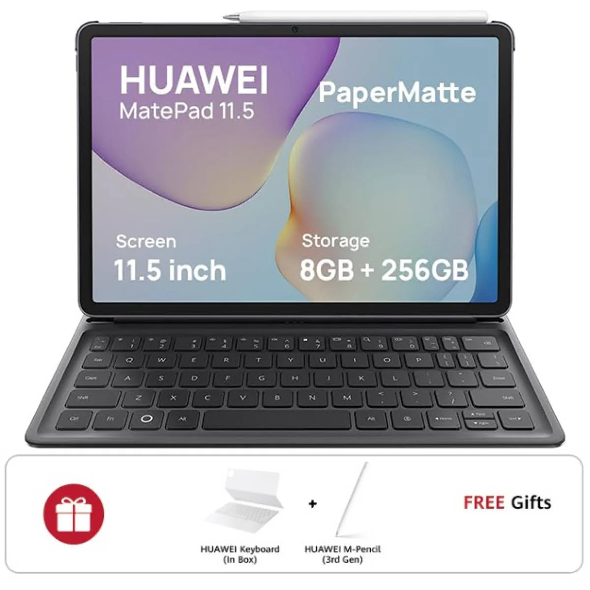 تابلت HUAWEI MatePad 11.5 2025 بشاشة PaperMatte 11.5 إنش 2.5K 120Hz، 8GB/256GB، بطارية 10100mAh، رمادي