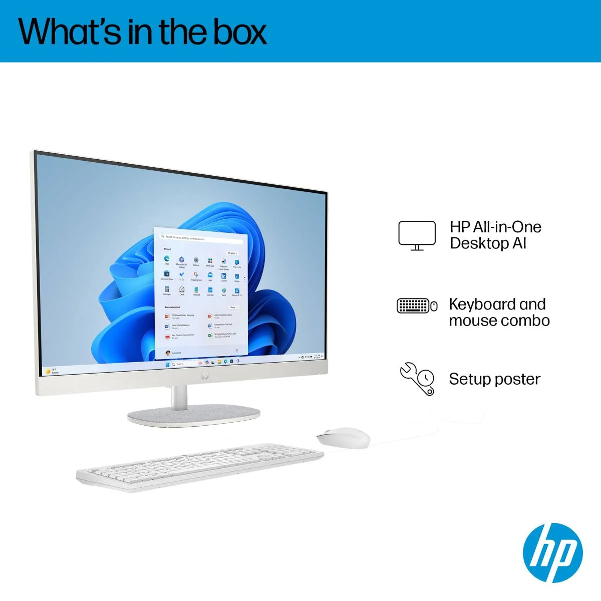 HP 27-cr2039ne AI All-in-One Desktop PC, Core Ultra 7 255U, 8GB RAM, 512GB SSD, 27-inch FHD IPS Touch, Wi-Fi 6, D2LG8EA - Image 7