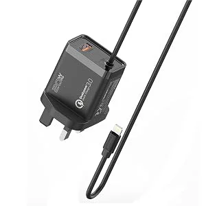 شاحن حائط Promate iCharge-PDQC3 سريع 20 واط مع كابل Lightning بطول 1.5 متر ومنفذ USB-A QC 3.0، أبيض - Thumbnail 6