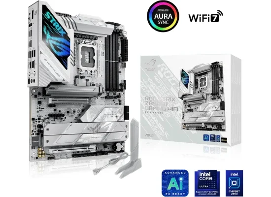Asus ROG Strix Z890-A Gaming Wi-Fi ATX Motherboard, LGA 1851, Z890, 4x DDR5 Slots, Up to 192GB, Wi-Fi 7, Bluetooth 5.4, PCIe 5.0 x16, 5x M.2, White
