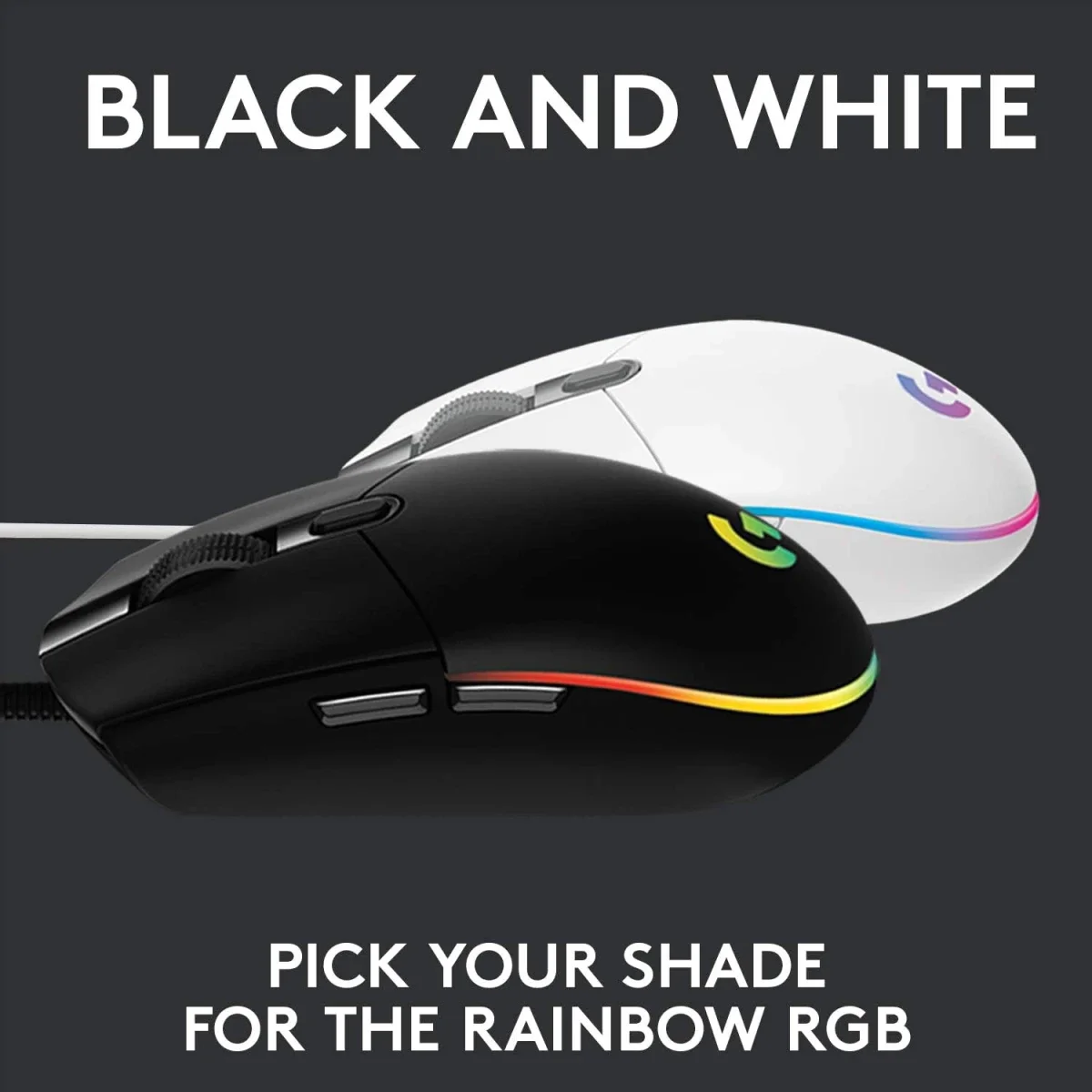 ماوس ألعاب Logitech G203 سلكي بدقة 8,000 DPI وإضاءة LIGHTSYNC RGB، أبيض - Image 2