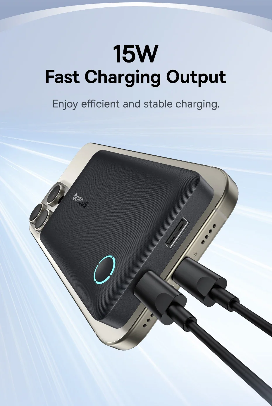 باور بانك Baseus EnerFill FP11 بسعة 10000mAh وشحن سريع 15W أسود - Thumbnail 10