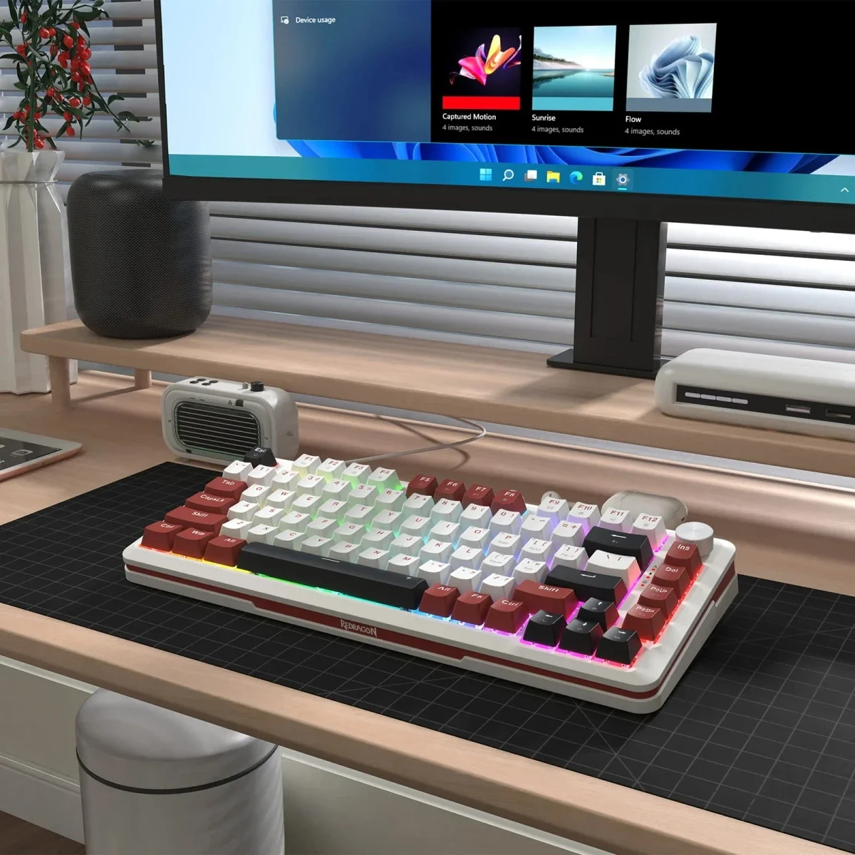 كيبورد ألعاب Redragon K721 Stormhunter ميكانيكي مغناطيسي 75% بإضاءة RGB ومعدل 8000Hz - Thumbnail 7