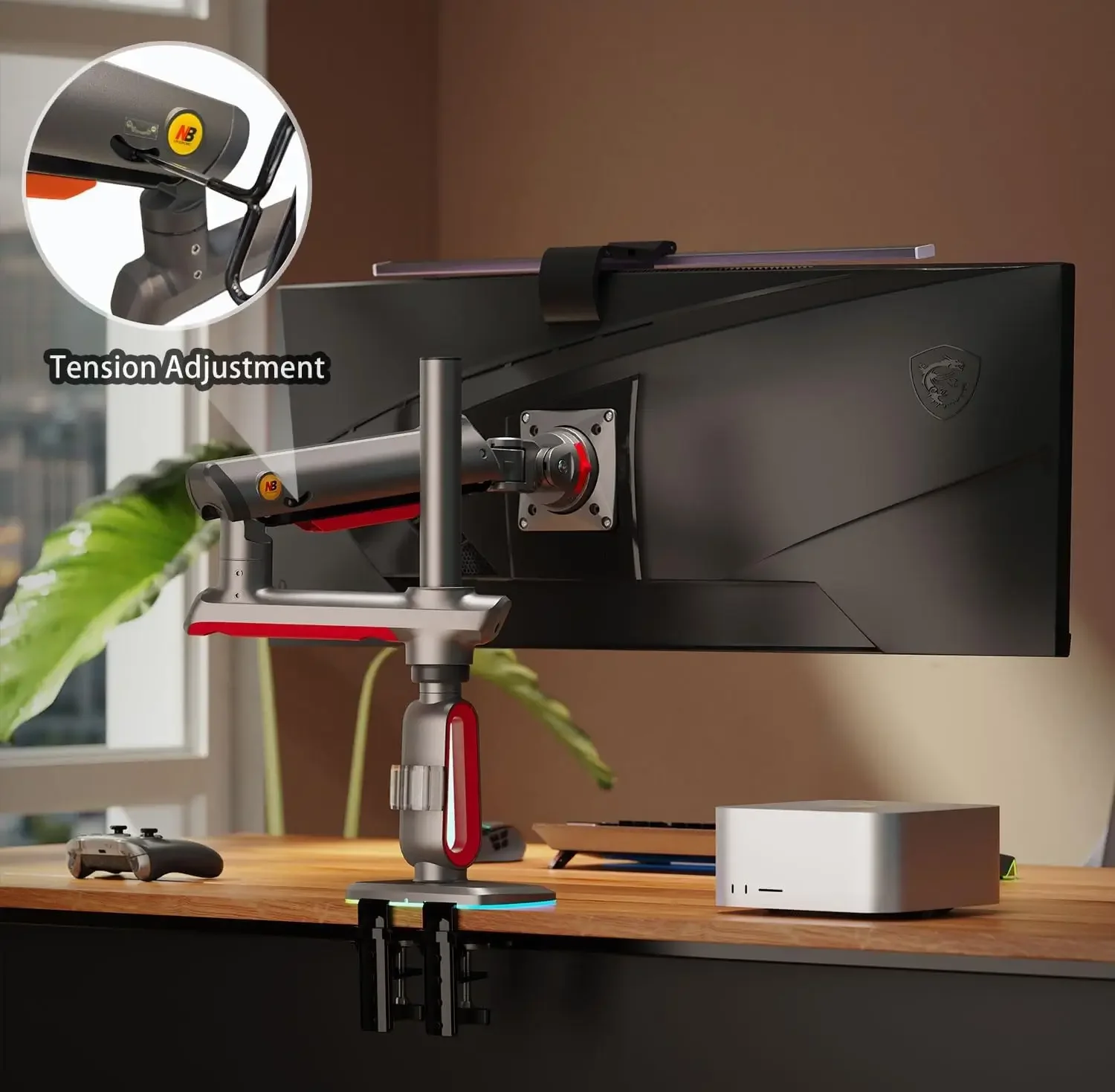 North Bayou L70 Gaming RGB Monitor Arm Desk Mount for 32-inch to 60-inch Monitors - Image 5