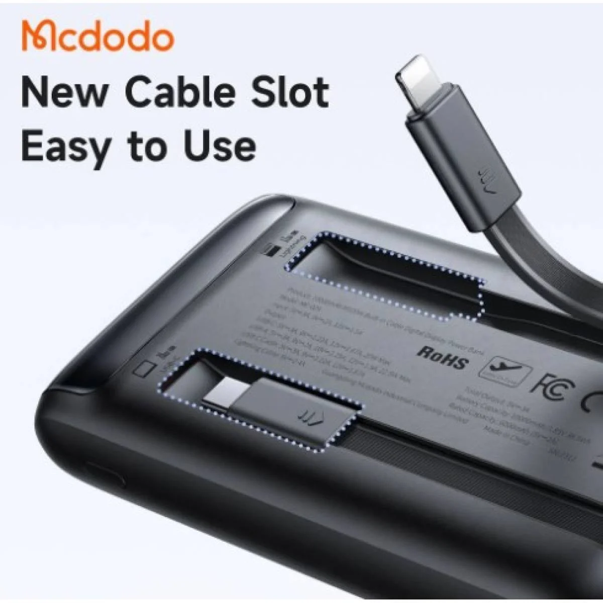Mcdodo MC-0231 10000mAh 33W Power Bank with Built-In Cables and Digital Display - Black - Image 6