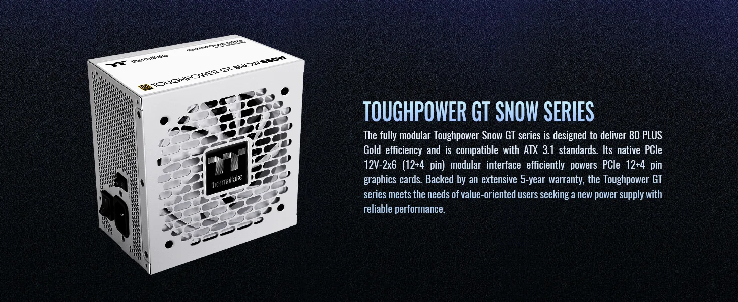Thermaltake Toughpower GT 850W ATX 3.1 80 Plus Gold Fully Modular Power Supply White - Thumbnail 8