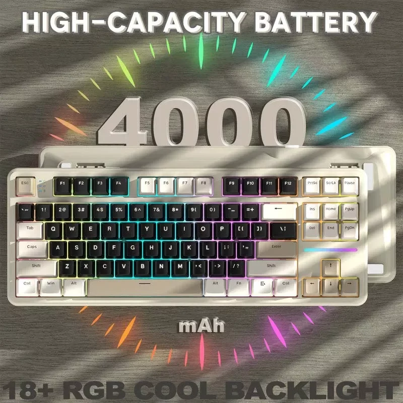 كيبورد ATTACK SHARK X87 ميكانيكي ثلاثي الاتصال بتصميم Gasket بلون Star Black وسويتش Strawberry - Image 5
