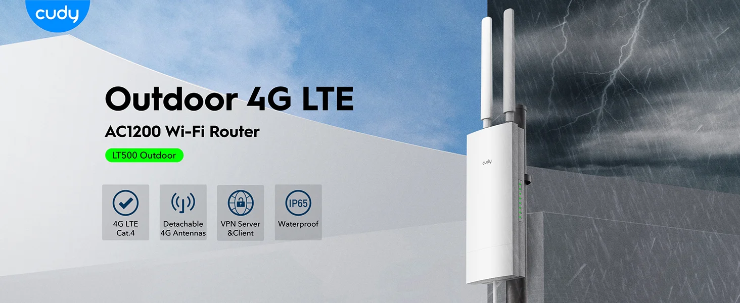 CUDY LT500 Outdoor 4G LTE Cat 4 AC1200 Modem Router with SIM Slot, IP65 and PoE - Image 8