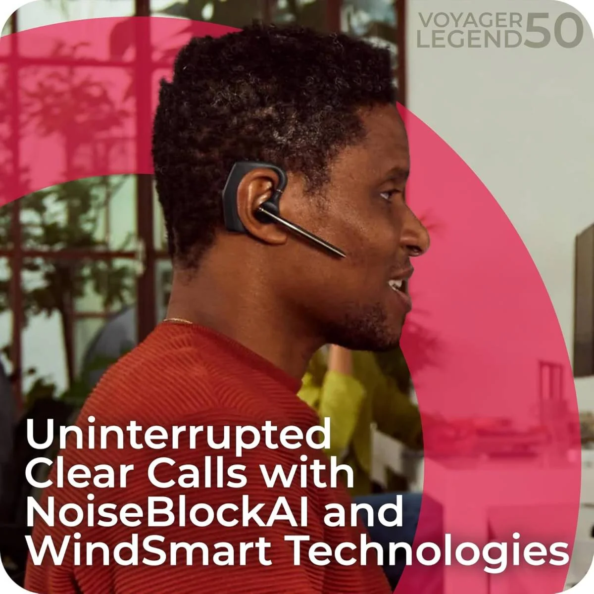 سماعة رأس Poly Voyager Legend 50 UC بلوتوث مع علبة شحن، 4 ميكروفونات، بطارية 10 ساعات ومدى 98 قدم - Image 6