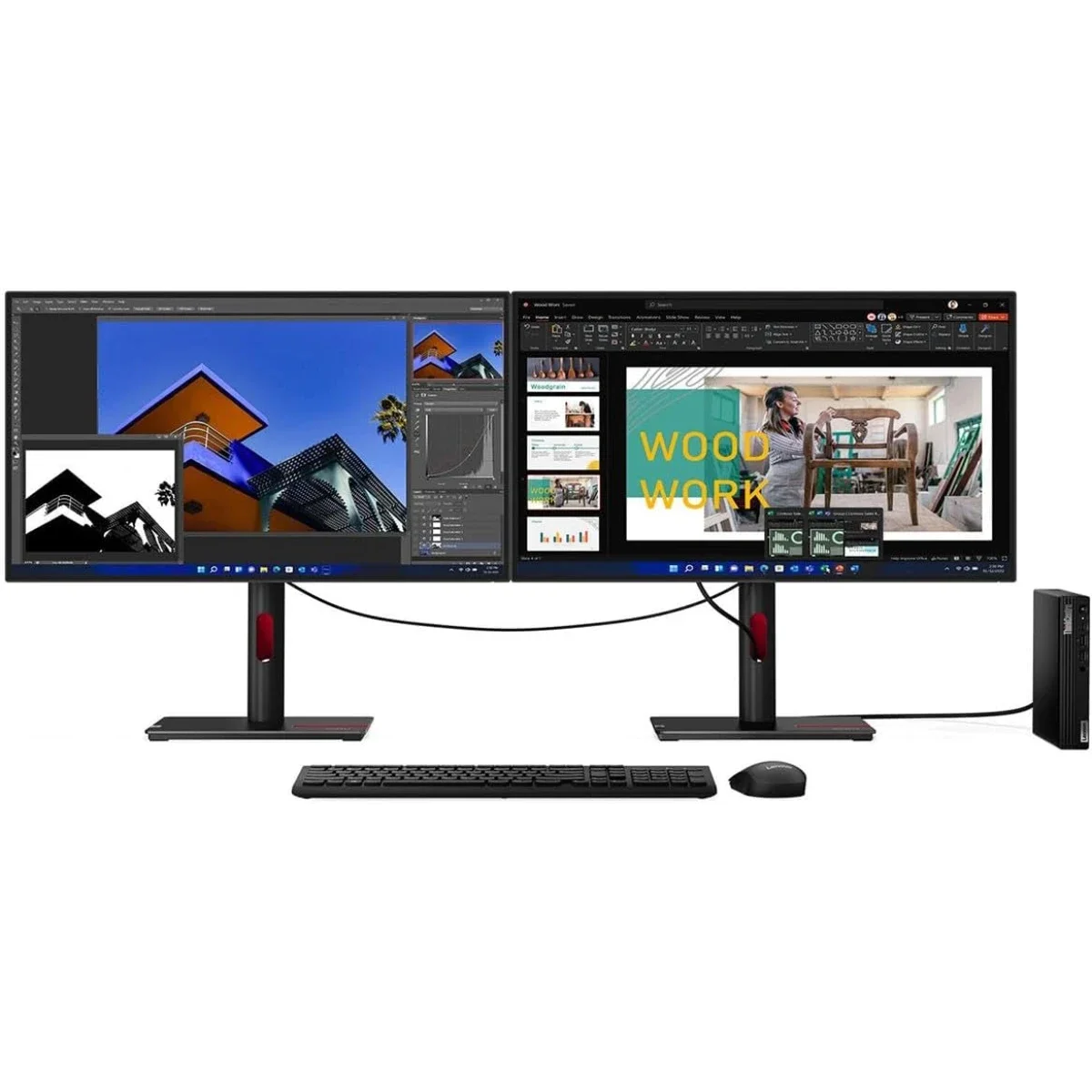 كمبيوتر مكتبي صغير Lenovo ThinkCentre M70q Gen 5 Tiny (2024) بمعالج Core i7 الجيل 14 و20 نواة، واي فاي وبلوتوث، كفالة 3 سنوات - Thumbnail 4