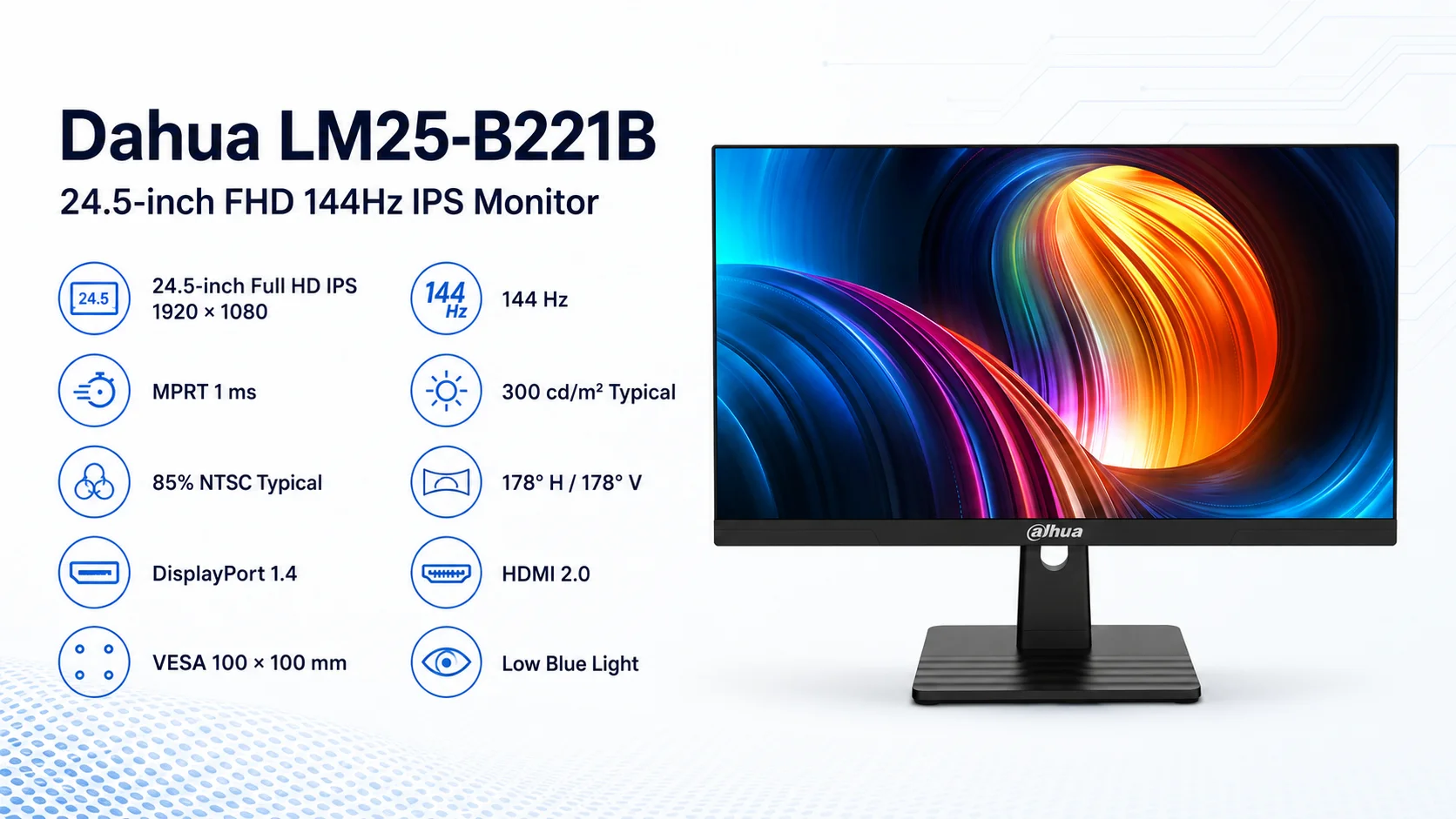 شاشة Dahua LM25-B221B مقاس 25 إنش IPS فل إتش دي، 144 هرتز، 1 مللي ثانية، أسود - Thumbnail 4