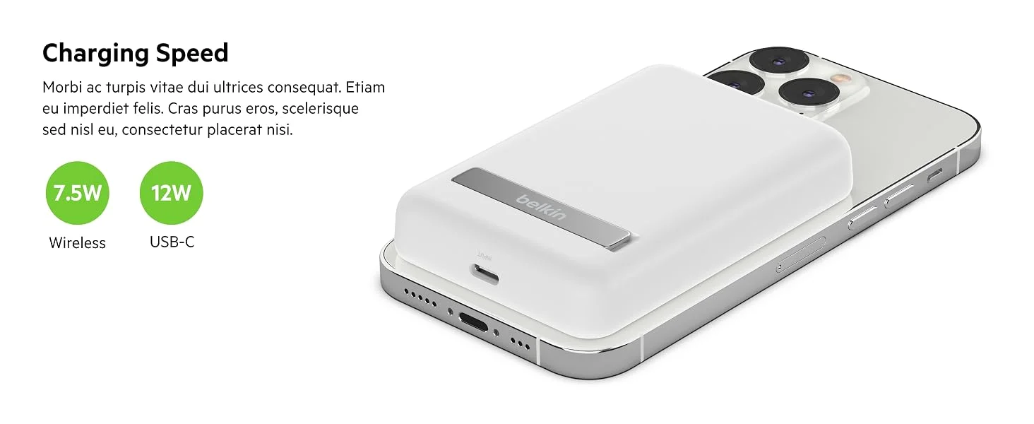 باور بانك لاسلكي Belkin BoostCharge بسعة 5000mAh وشحن MagSafe بقدرة 7.5W مع حامل منبثق - أبيض - Thumbnail 13