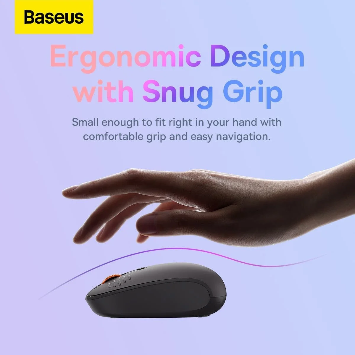 ماوس Baseus F01B لاسلكي ثلاثي الوضع بأزرار صامتة ودقة 800/1000/1600 DPI، رمادي - Image 3