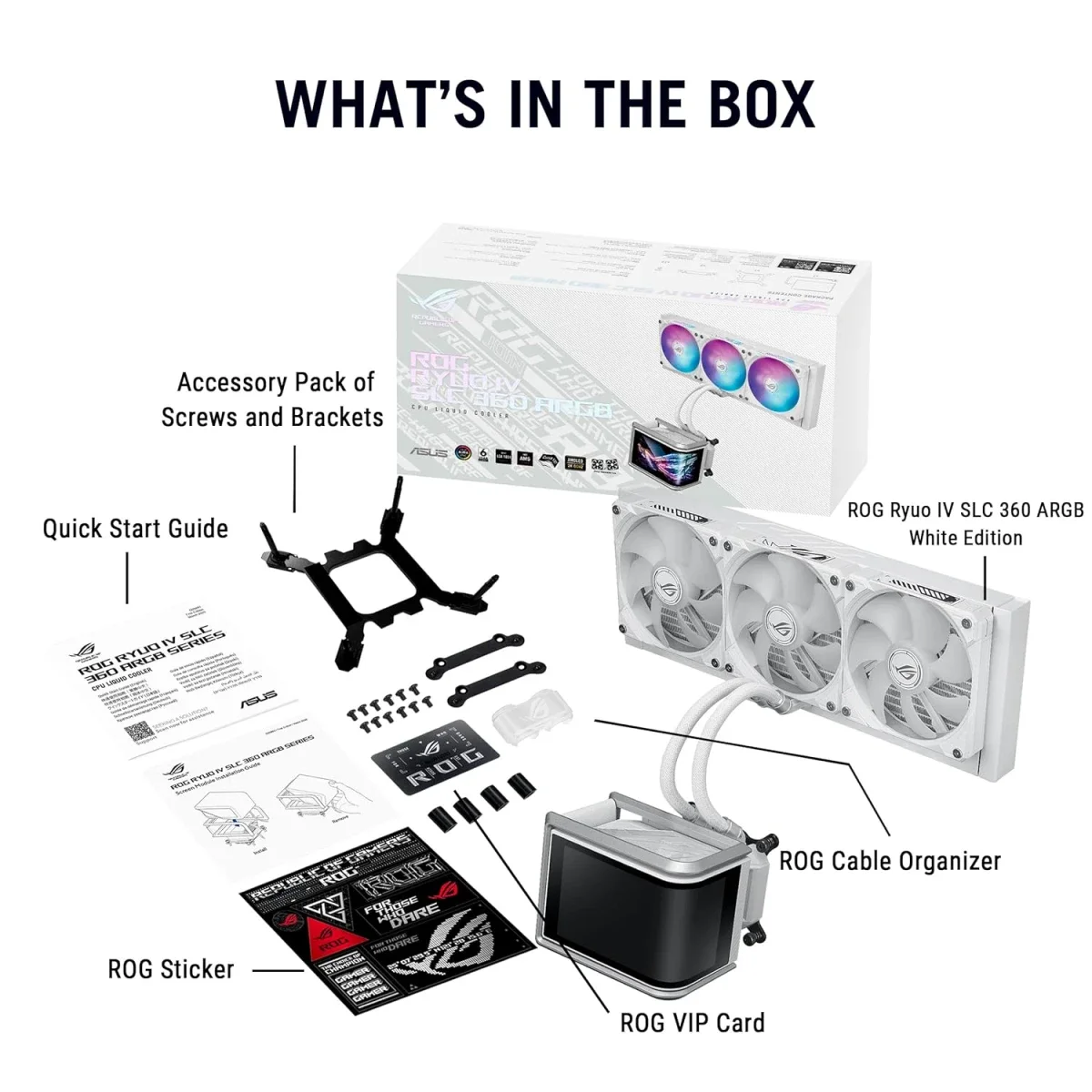 Asus ROG Ryuo IV SLC 360 ARGB Liquid CPU Cooler with 6.67-Inch AMOLED Display, 360mm Radiator, White - Image 7