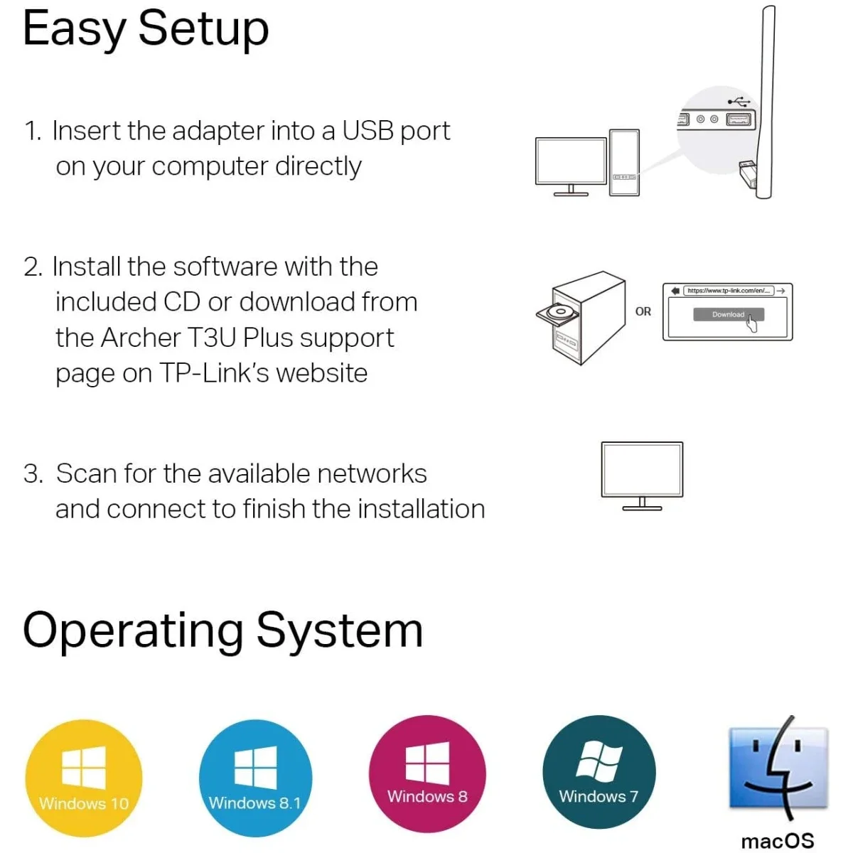 محول واي فاي TP-LINK Archer T3U Plus AC1300 ثنائي النطاق USB 3.0 مع هوائي عالي الكسب - Image 6