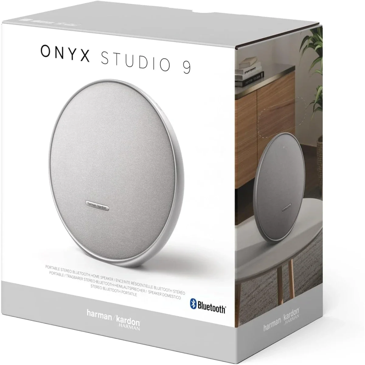 سماعة محمولة Harman Kardon Onyx Studio 9 بتقنية Bluetooth 5.3 بقدرة 50 واط، رمادي