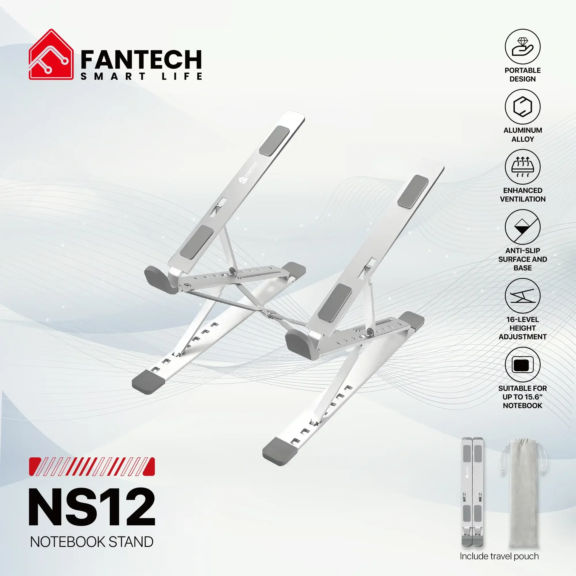 حامل لابتوب Fantech NS12 قابل للتعديل من سبائك الألمنيوم - Thumbnail 3