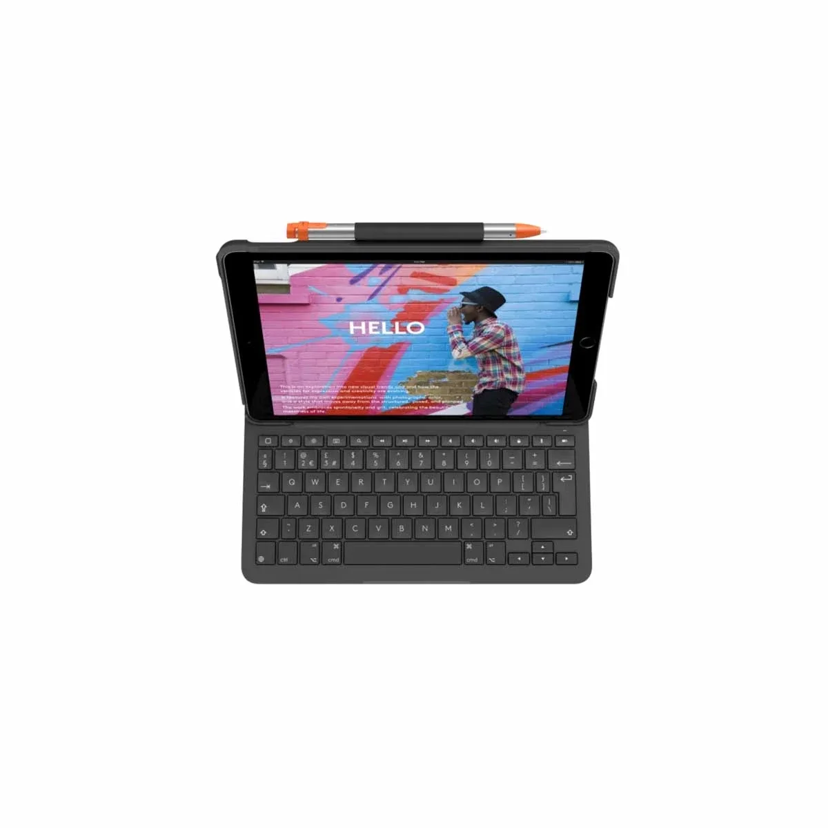 جراب لوحة مفاتيح Logitech Slim Folio عربي لجهاز iPad الجيل العاشر - Thumbnail 2