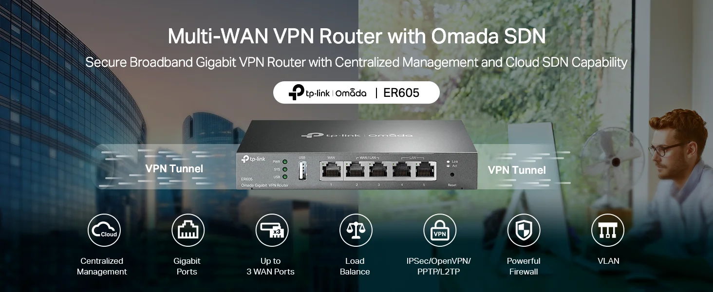 TP-LINK ER605 V2 Wired Gigabit VPN Router with 3 WAN Ports and USB WAN - Image 7