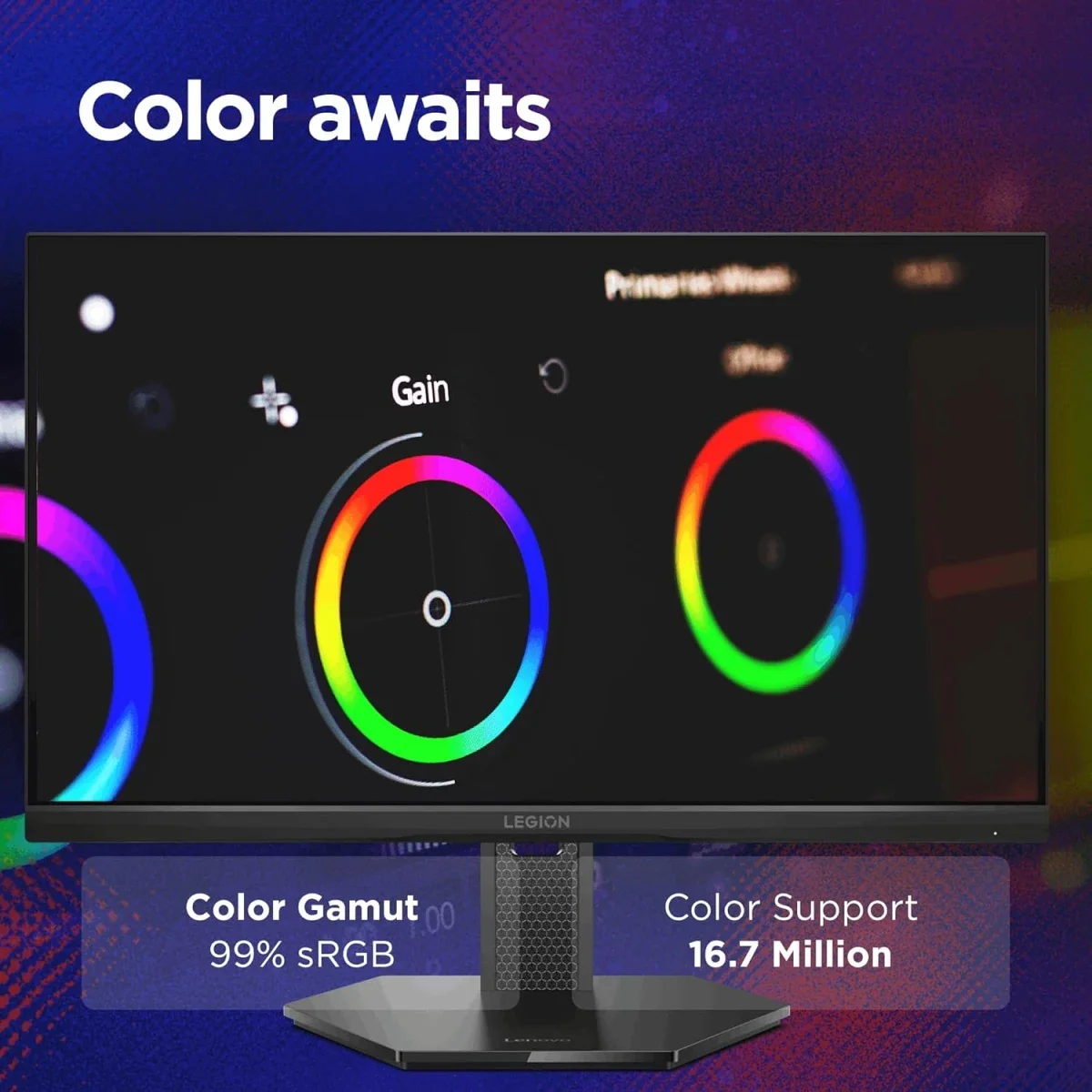 شاشة ألعاب Lenovo Legion 25-10 مقاس 24.5 إنش FHD IPS بتردد 320 هرتز وزمن استجابة 0.5 مللي ثانية HDR10 - Thumbnail 6