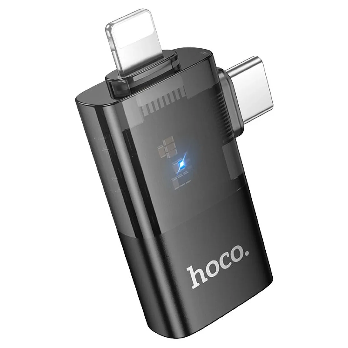 محول HOCO UA36E OTG 2 في 1 من Type-C/iP إلى USB-A بسرعة 480Mbps أسود - Image 2