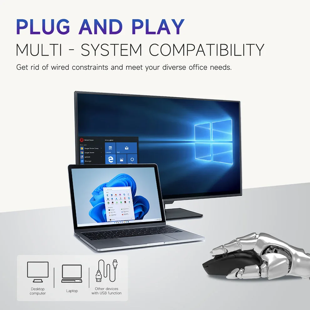 ماوس AJAZZ NJ02 لاسلكي بأزرار هادئة – 2.4G وبلوتوث – أسود - Image 13