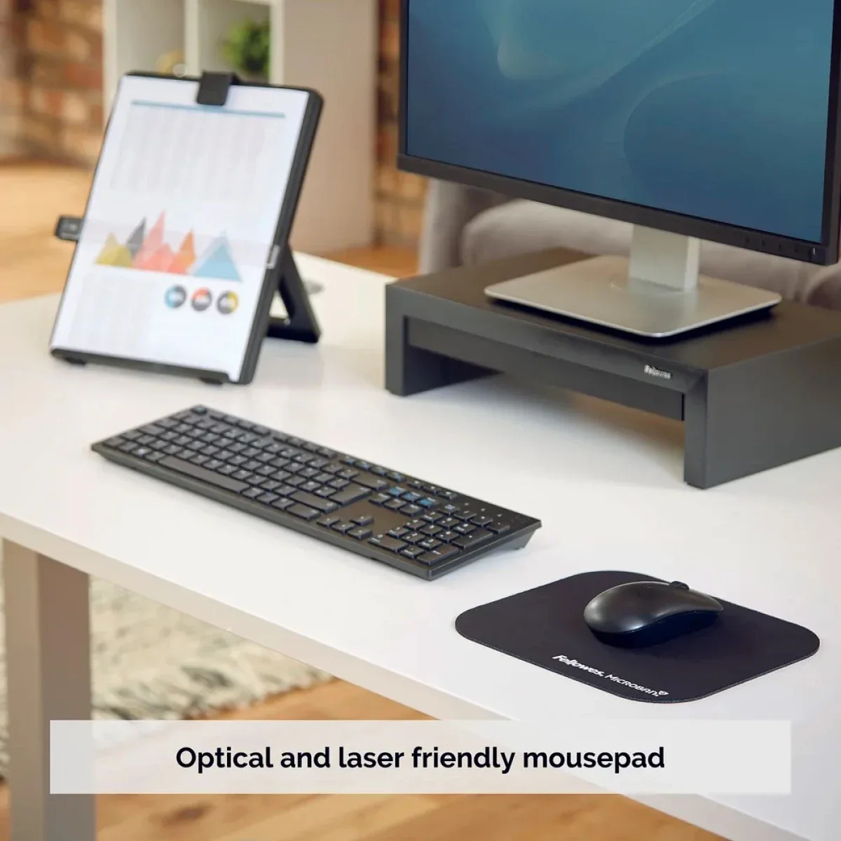 لوحة ماوس Fellowes 5933905 Microban مضادة للبكتيريا - أسود - Thumbnail 2