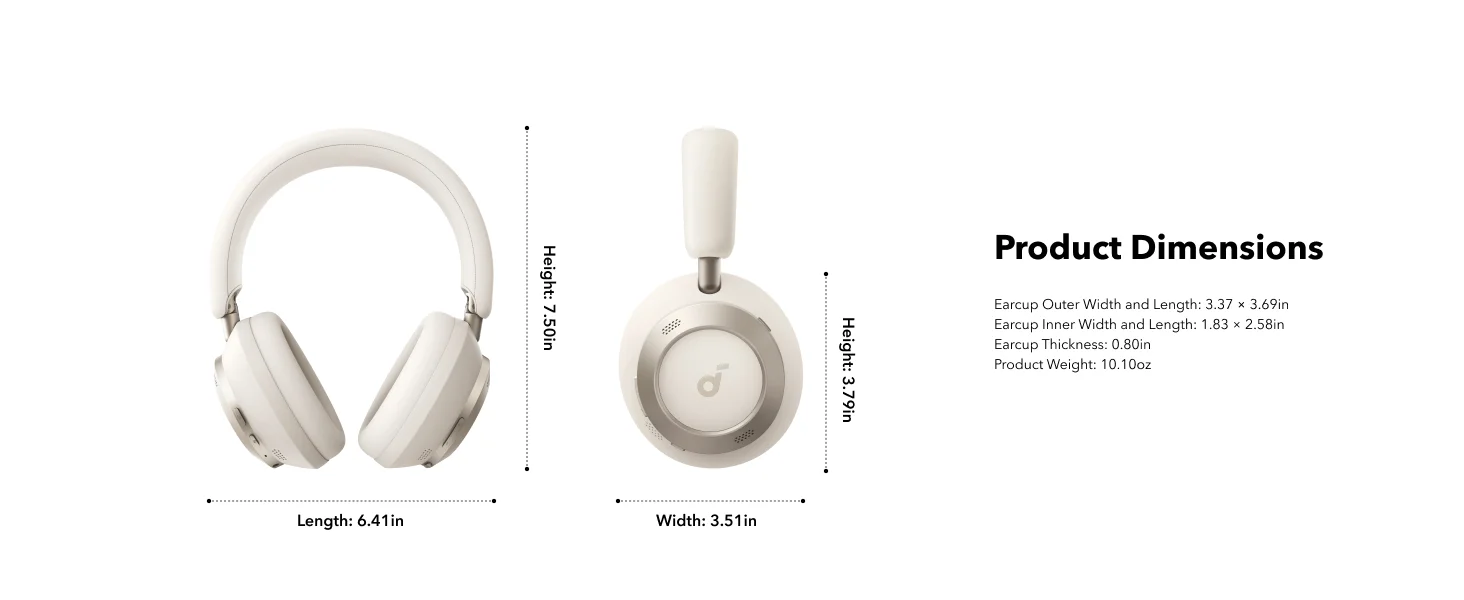 Anker Soundcore Space One Pro Wireless ANC Headphones with Case, 60H Playback - White - Thumbnail 21