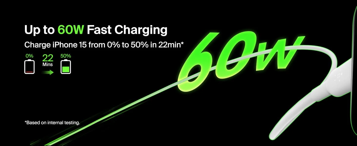 كابل Belkin CAB003BT1MWH BoostCharge USB-C إلى USB-C للشحن السريع 1 متر أبيض - Thumbnail 11
