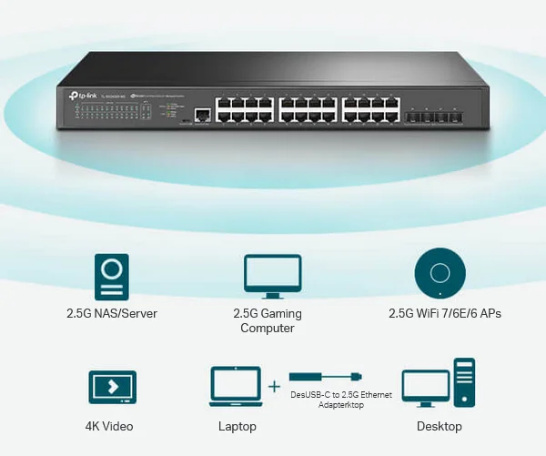 سويتش TP-LINK JetStream TL-SG3428X-M2 مُدار L2+ بـ 24 منفذ 2.5G مع 4 منافذ 10G SFP+ - Image 9