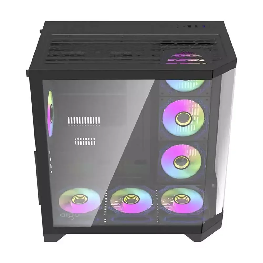 كيس كمبيوتر Aigo FT418 Pro للألعاب ميد تاور ATX مع 7 مراوح ARGB - أسود - Image 8