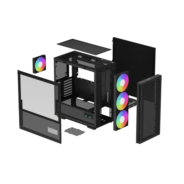 هيكل كمبيوتر DeepCool CH560 Digital ميد تاور بتدفق هواء عالٍ مع 3x140mm + 1x120mm مراوح ARGB وشاشة عرض مزدوجة الحالة - أسود - Image 13
