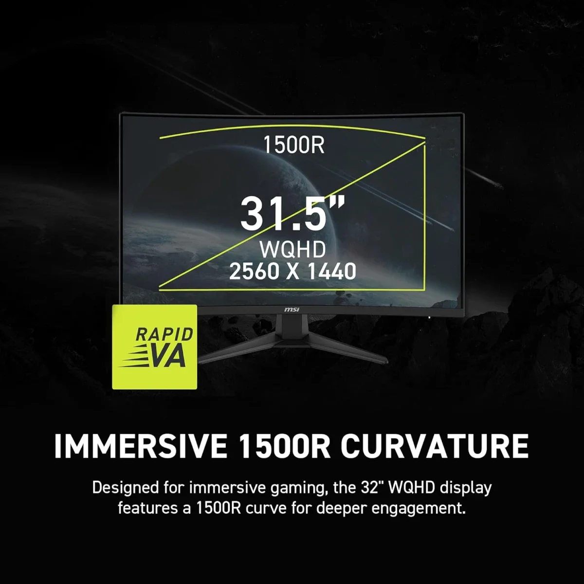 شاشة ألعاب MSI منحنية 32 إنش QHD 2K 1440p بتردد 180 هرتز وزمن استجابة 0.5 مللي ثانية MAG 321CQF E18 - Thumbnail 4