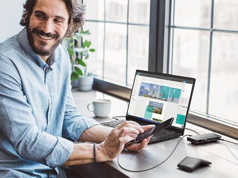 محطة إرساء Lenovo USB-C محمولة بشاشتين مع DP 1.4 وHDMI 2.0 وشحن 65 واط - Image 9