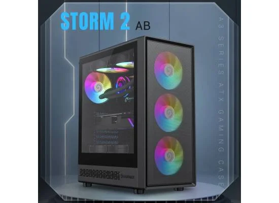كيس ألعاب GameMax Storm 2 أسود ATX ميد تاور مع زجاج مقوّى - Image 6