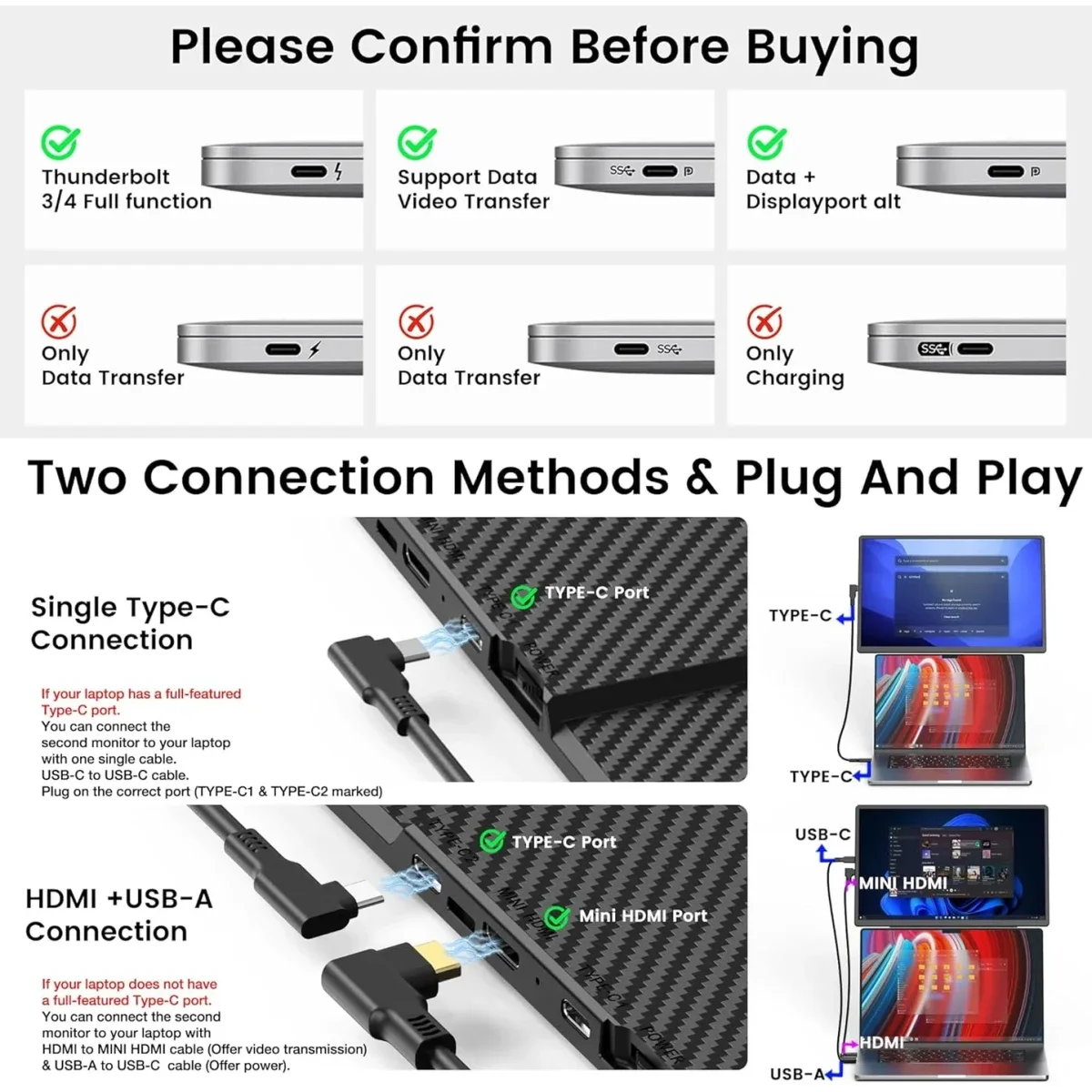 شاشة محمولة V2COM N2 مقاس 16 إنش IPS بدقة Full HD مع USB-C وHDMI - Thumbnail 6