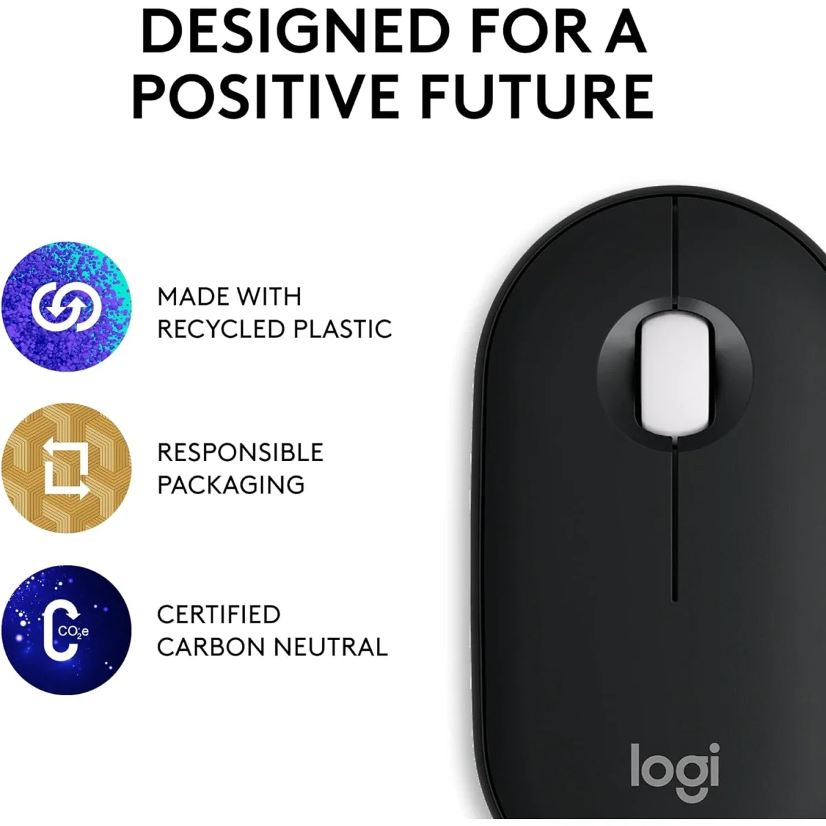 Logitech M350s Pebble 2 Slim Bluetooth Mouse - Black - Thumbnail 8