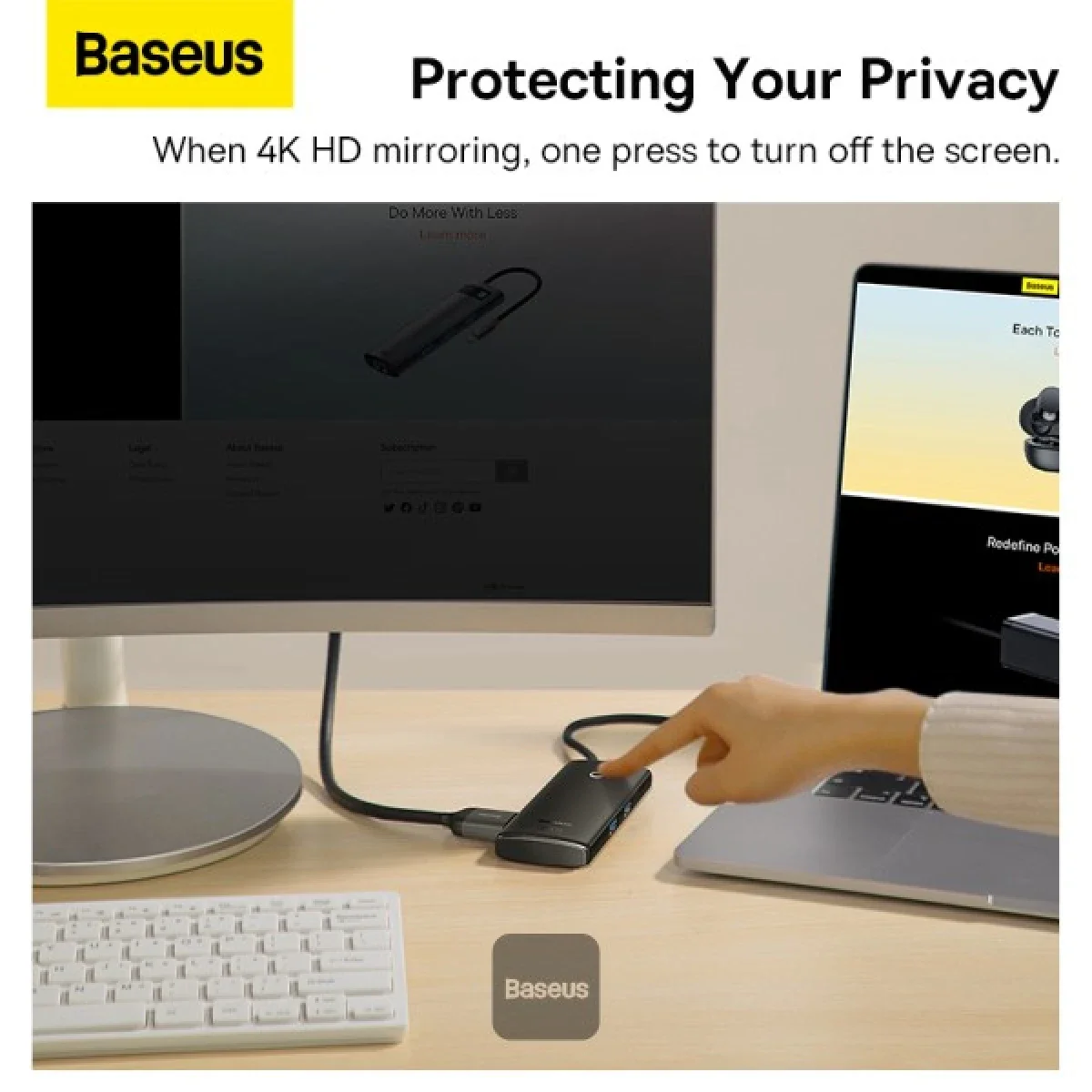 محطة إرساء وموزع Type-C Baseus Lite Series 6 منافذ HDMI وUSB 3.0 وPD وSD/TF باللون الأسود - Image 8