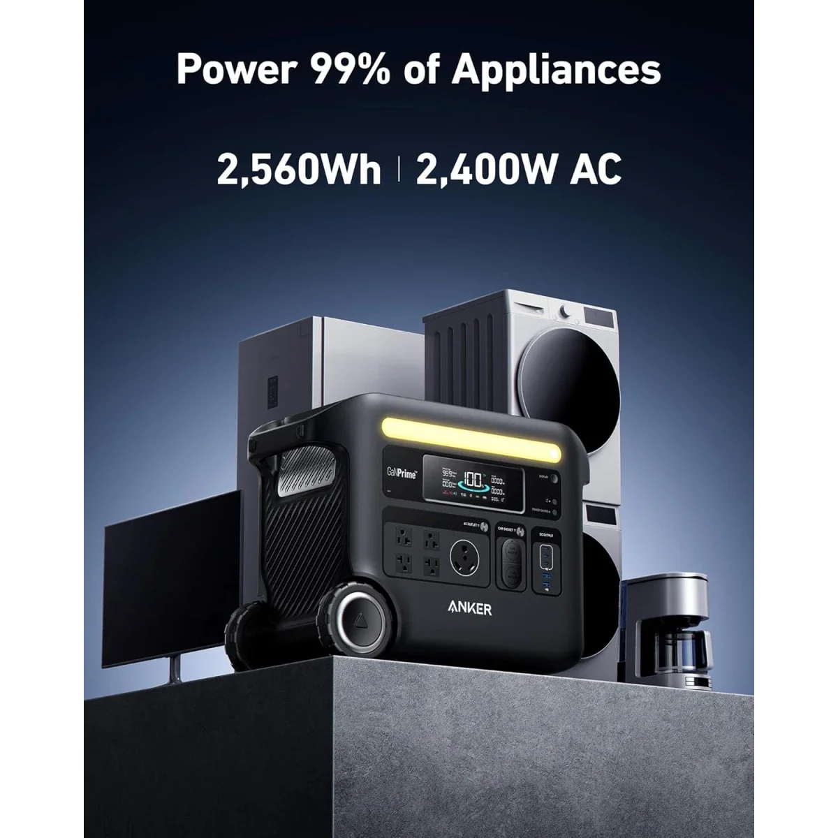Anker SOLIX F2600 Portable Power Station 2400W, 2560Wh LiFePO4 Solar Generator - Thumbnail 3